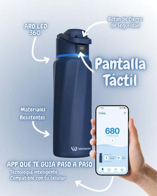 WaterH Boost — Botella Inteligente 24oz color azul | Hidratación Automática